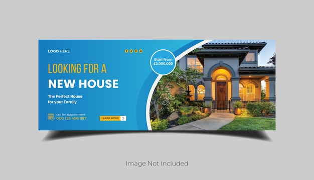 real estate facebook cover banner design template