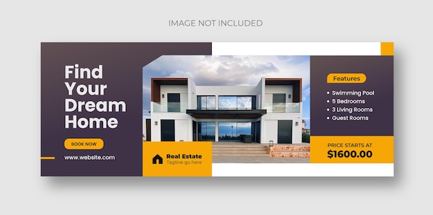 Real estate facebook cover banner modern home sale cover social media post