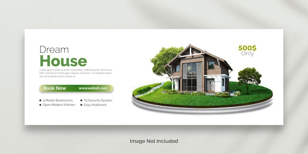 Real Estate Facebook Cover Template or modern house facebook cover design