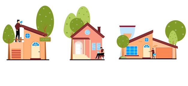 Real estate flat bundle illustration