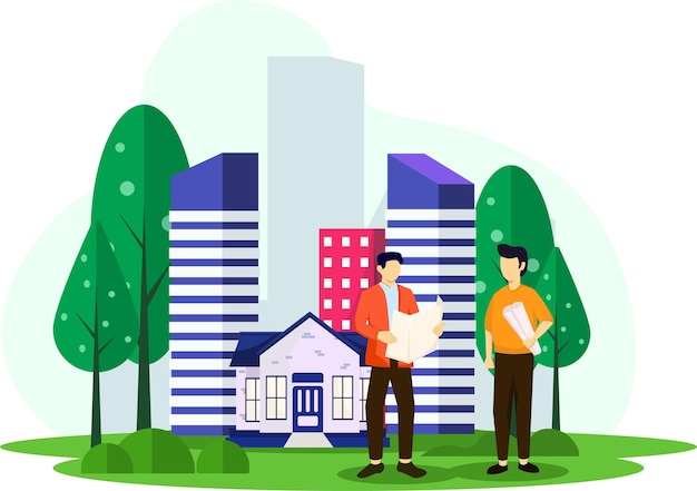 Real Estate Flat Illustration Design