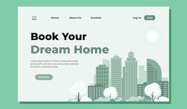 ベクトル 不動産フラットウェブサイトのランディングページのデザイン