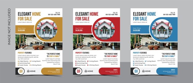 Vector real estate flyer design for elegant home advertising