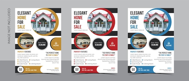 Vector real estate flyer design for elegant home advertising