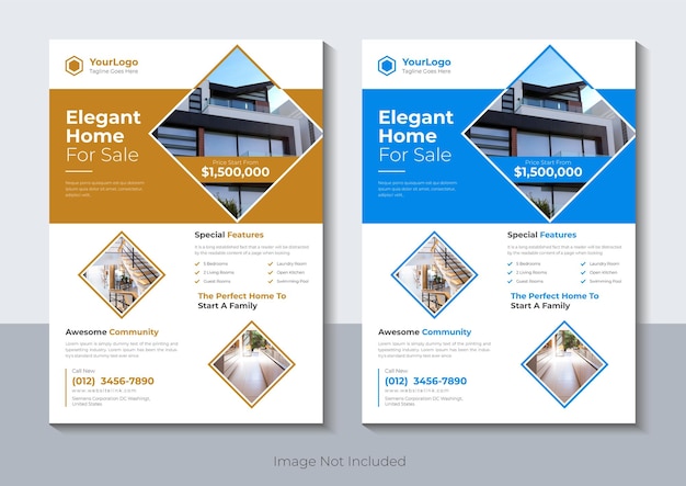 Real estate flyer design home sale flyer template Premium Vector