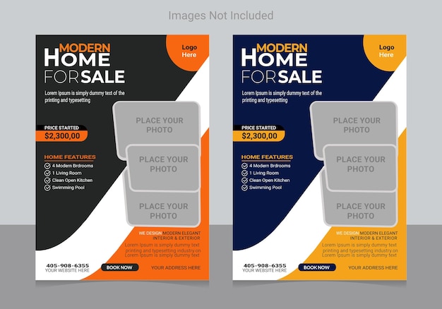 Vector real estate flyer design real estate flyer template flyer design template home sale flyer design