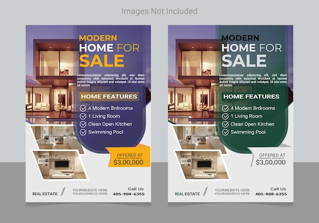 Vector real estate flyer design real estate flyer template flyer design template home sale flyer design