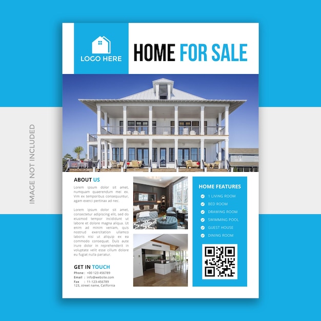 Vector real estate flyer design template or home flyer