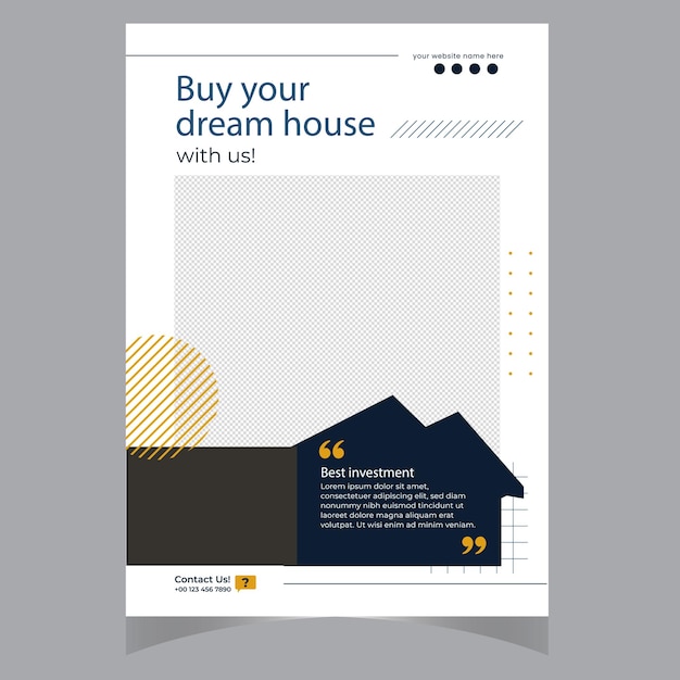 Real estate flyer design template property sale flyer with black colour vector illustration