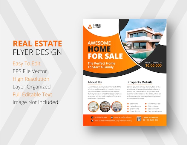 Vettore real estate flyer design template