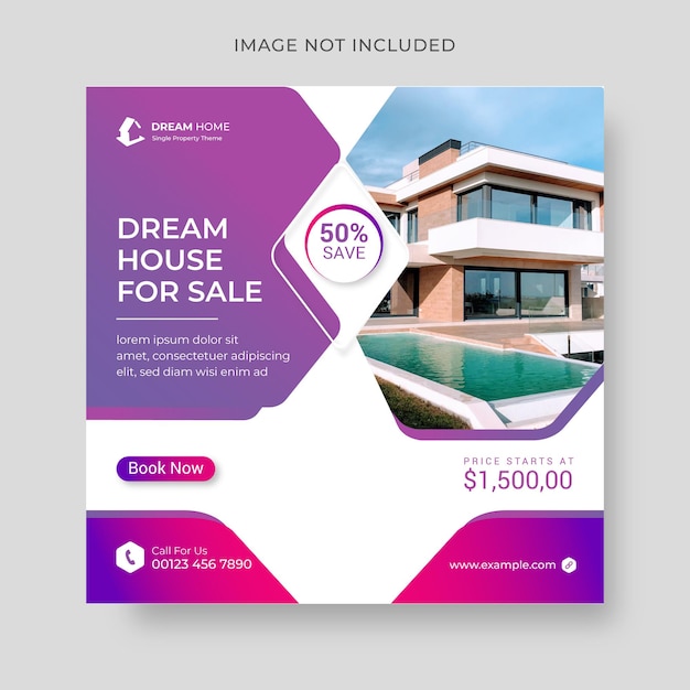 Real estate flyer social media post design template