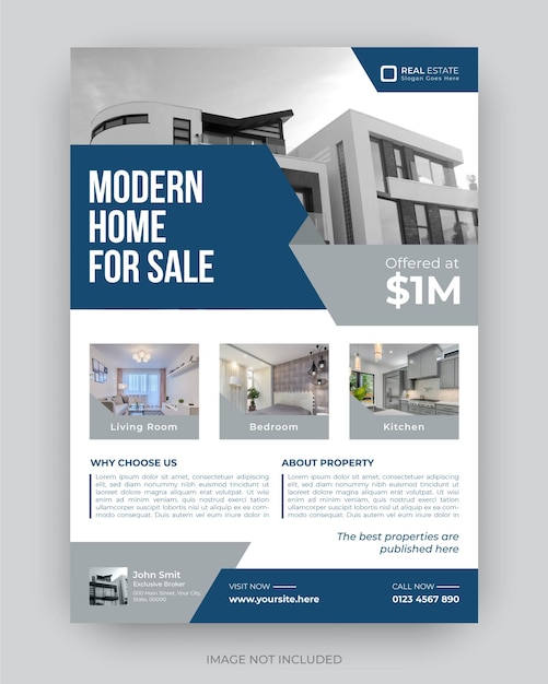 Real estate flyer template design with minimal layout