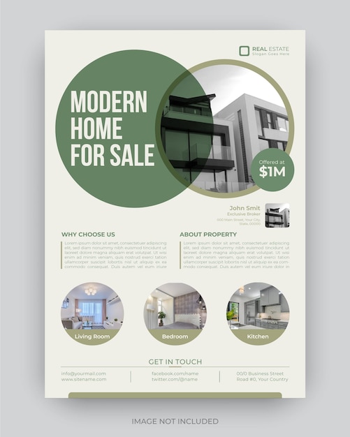 Real Estate Flyer Template Design with minimal layout