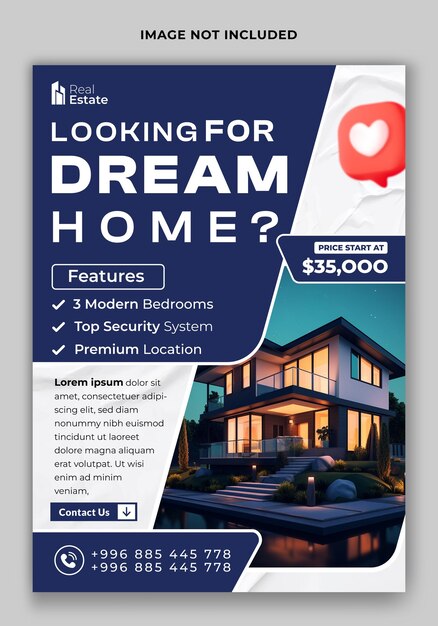 Vector real estate flyer template design