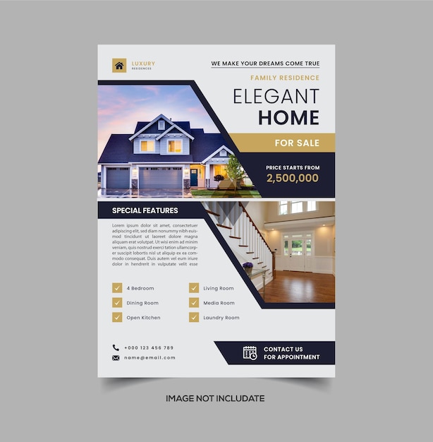 Vector real estate flyer template fully editable design vector image