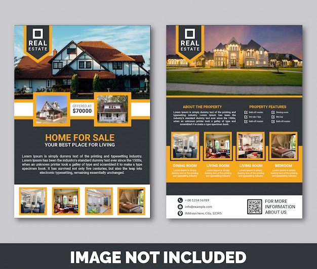 Vector real estate flyer template premium