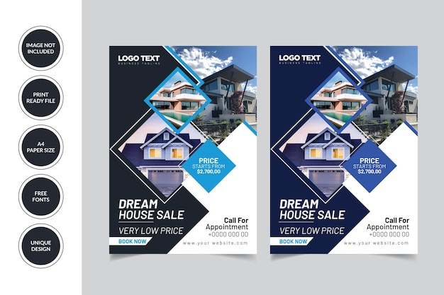 Vector real estate flyer template