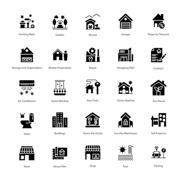 Real Estate Glyph Icons Set