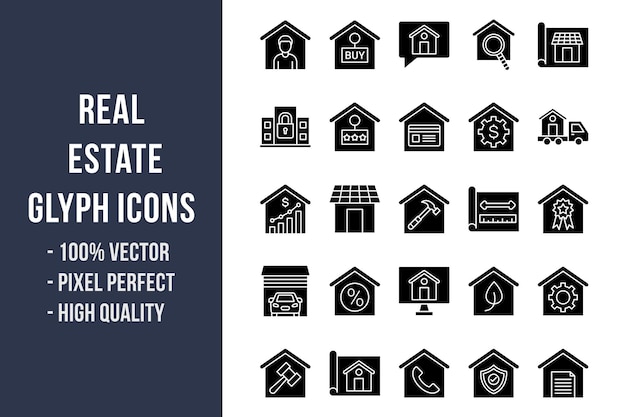 Vector real estate glyph icons