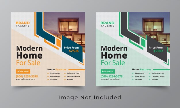 Real estate and home apartment social media post template design