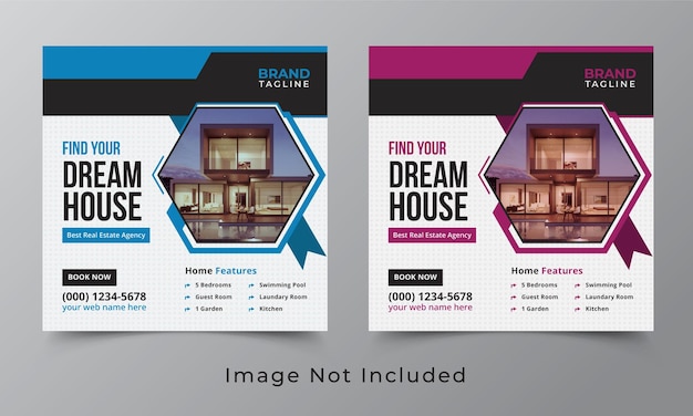 Дизайн шаблона поста в социальных сетях о недвижимости и домашней квартире