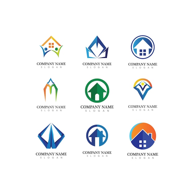 Real estate and home buildings vector logo icons template