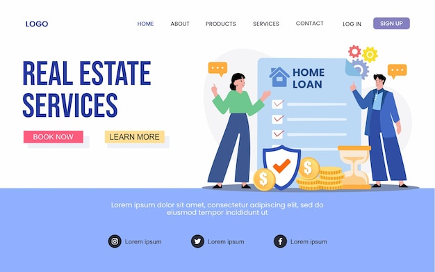 Real Estate, home to buy, property for sale Services Landing page for website and responsive mobile