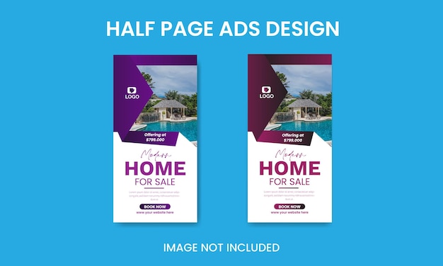 Vector real estate home half page design template professional real estate flyer design template