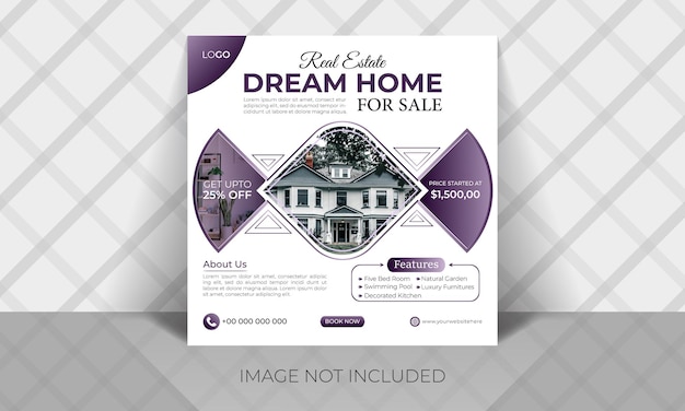 Real estate home instagram post and social media banner template