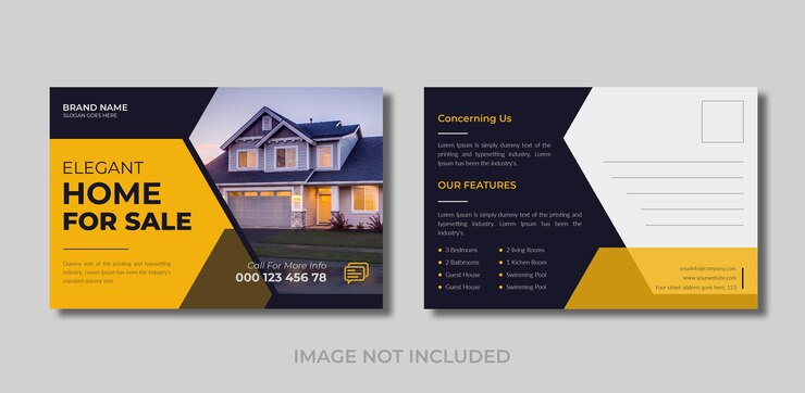 Real estate home post card design template