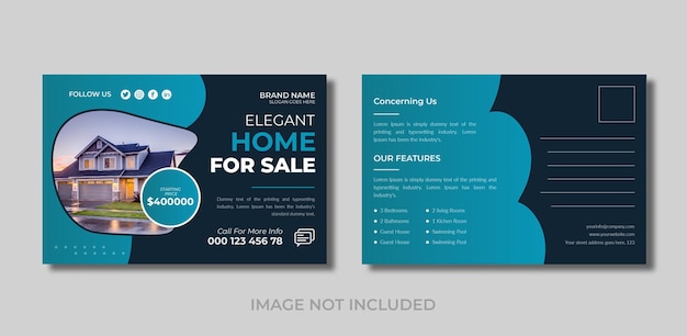 Real estate home post card design template