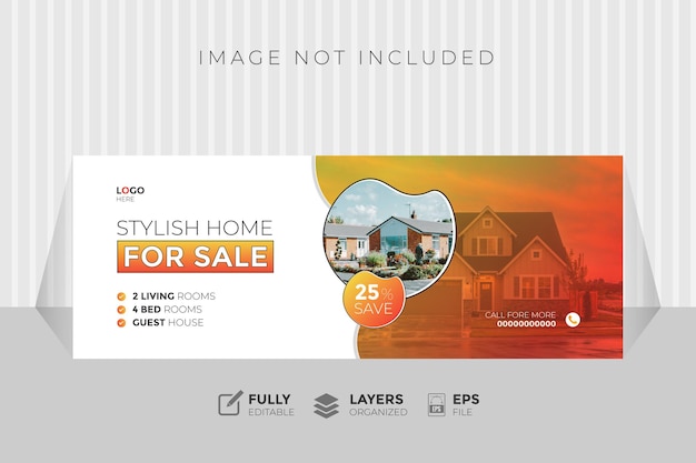 Real estate home property facebook cover or web banner template design for social media post