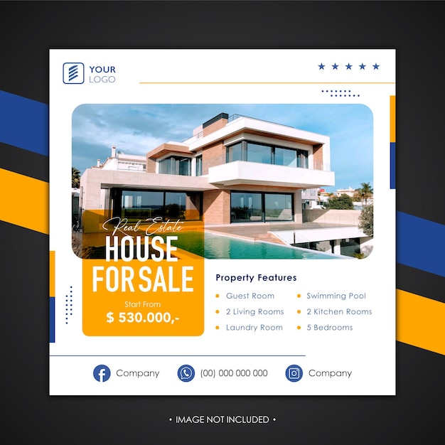 不動産の家のプロパティのInstagramの投稿または正方形のWebバナーテンプレート