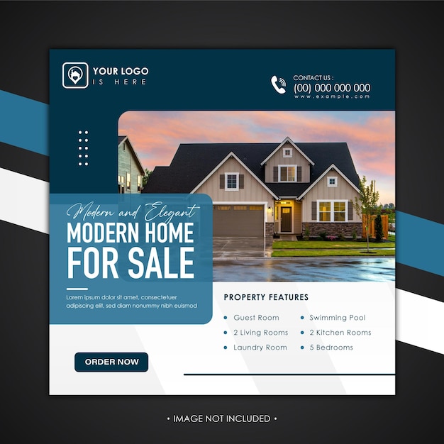 Real estate home property instagram post or square web banner template