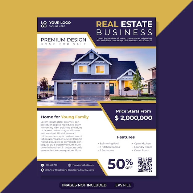 Vector real estate home property instagram post template or square web banner promo template