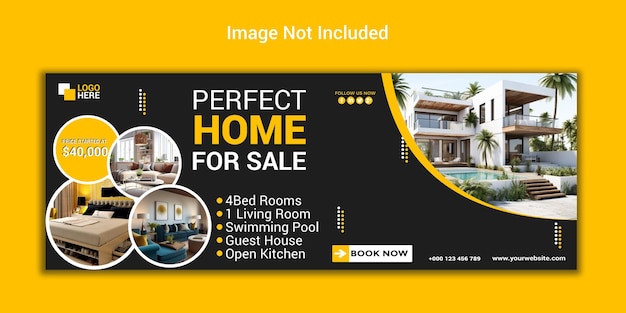 Real estate home sale facebook cover or web banner