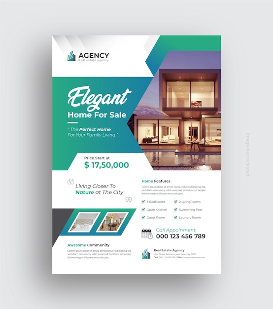 Real Estate or Home Sale Flyer Template Design