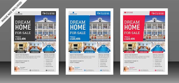 Real Estate home for Sale flyer Template Premium Vector