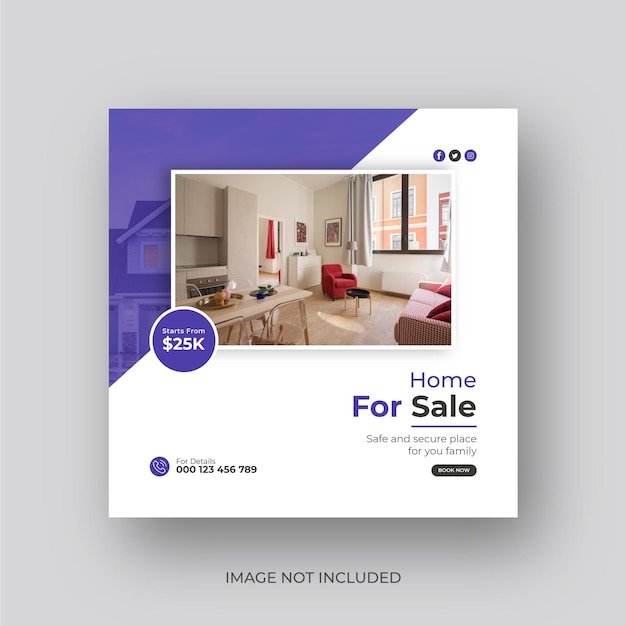 Real estate home for sale instagram post template
