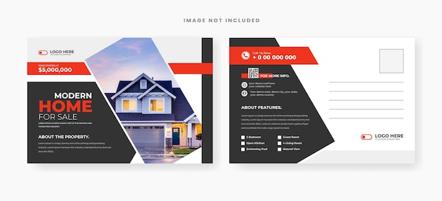 Vector real estate home for sale postcard template design