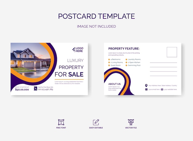 Real estate home sale postcard template