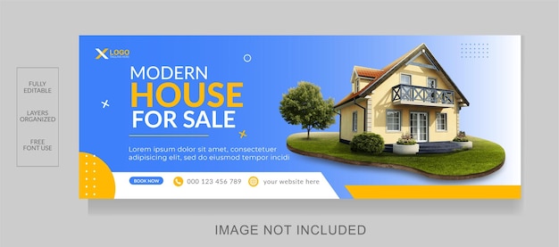 Vector real estate home sale social media facebook cover and web banner design