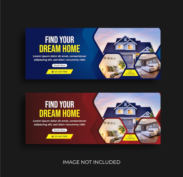 Real estate home sale social media facebook cover and web banner