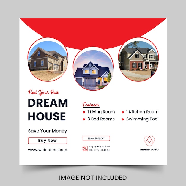 Real estate home sale social media Instagram post banner design premium vector template