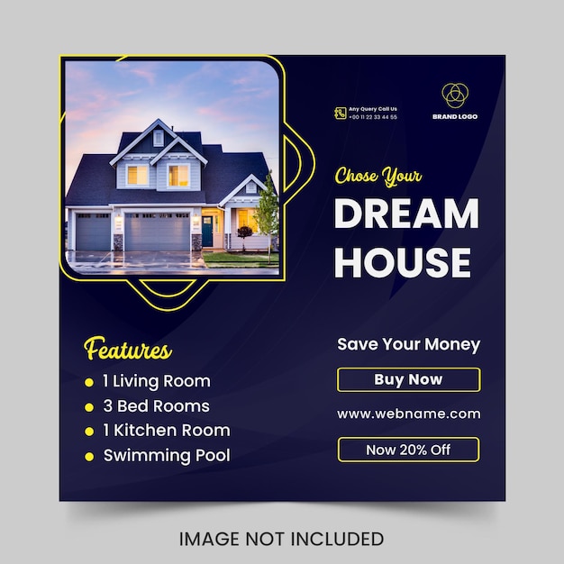 real estate home sale social media instagram post banner design premium vector template