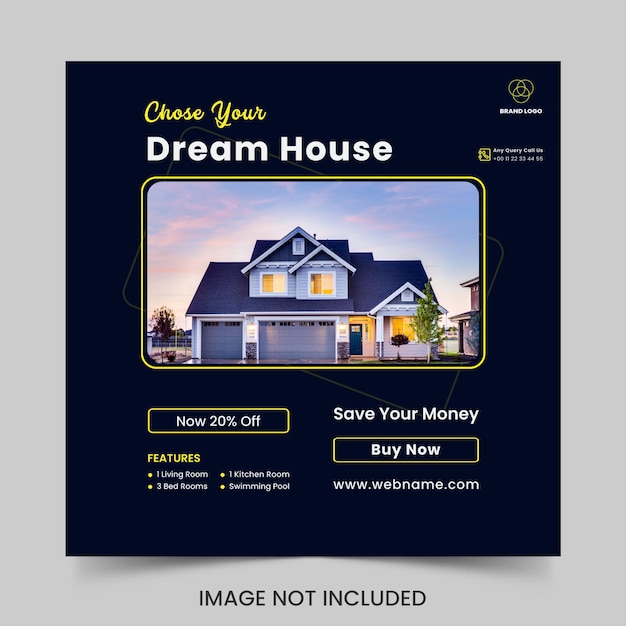 real estate home sale social media instagram post banner design premium vector template