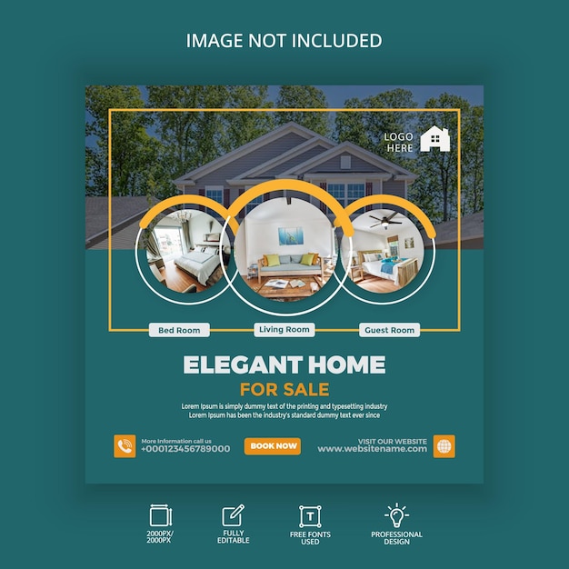 Real estate home sale social media instagram post and banner template