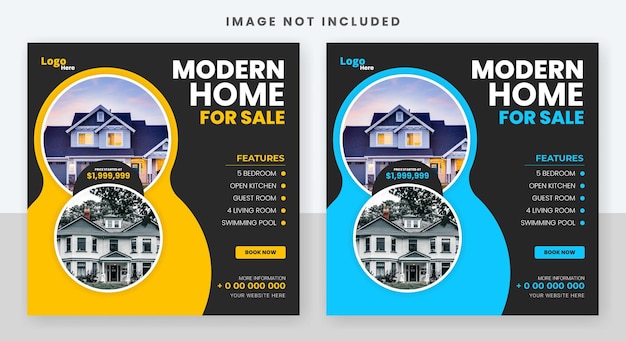 Casa immobiliare in vendita social media post banner design
