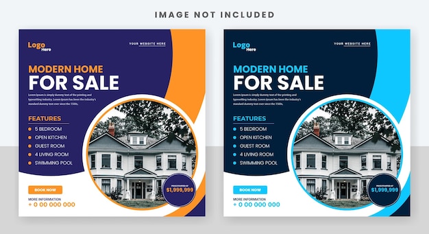 real estate home for sale social media post banner design