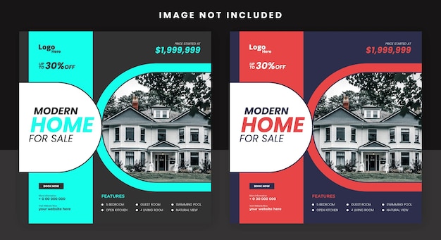 real estate home for sale social media post banner design